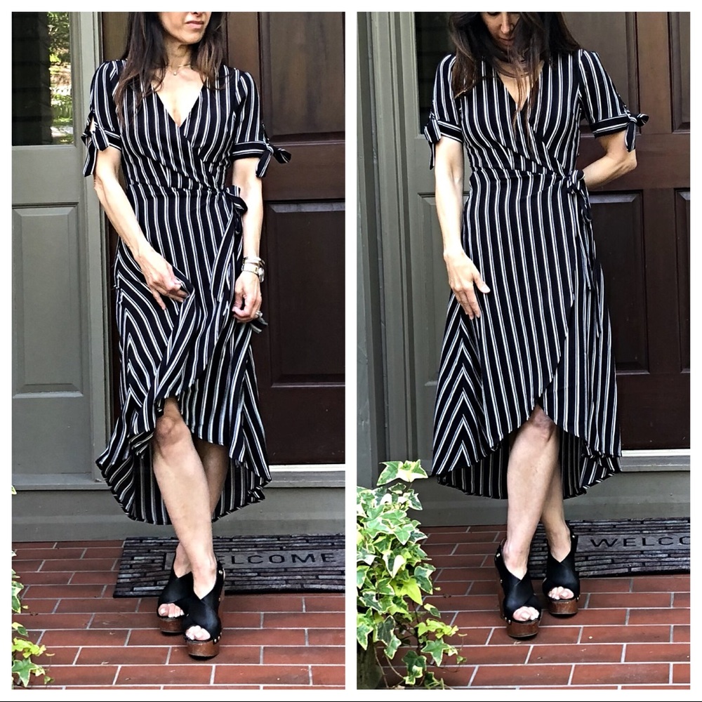 ✨LAST ONE✨Striped high low chic wrap dress - Picture 7 of 8